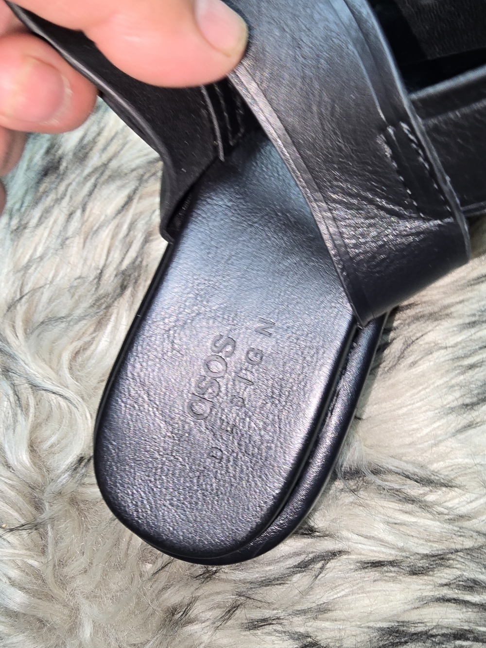 ASOS Black Leather Cross-Strap Buckle Sandals - Picture 7 of 7
